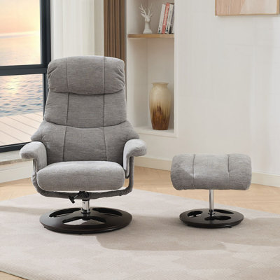 Chenille Fabric Massage Recliner Chair with Ottoman