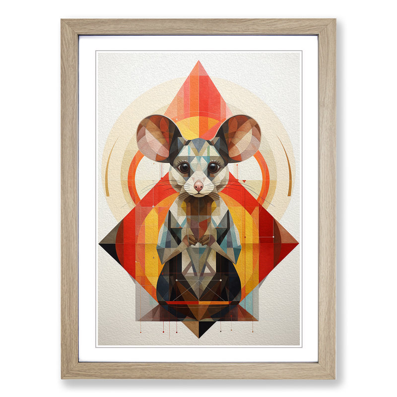 Mouse Geometric No.2 - Framed Print, Oak, 64cm H x 46cm W x 2cm D