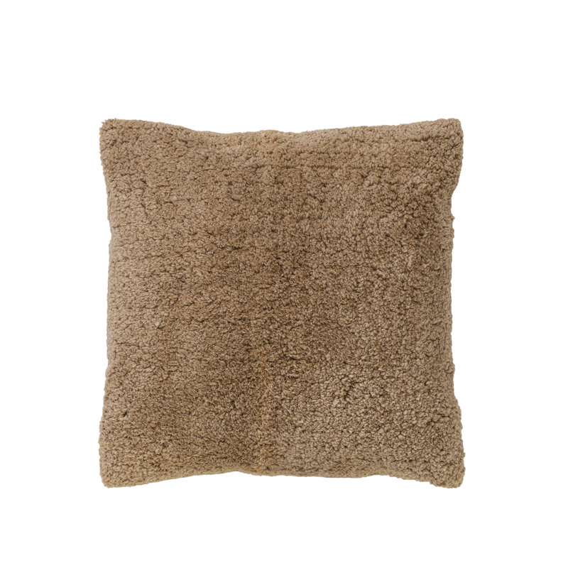 18 Inches Square Cotton Tufted Pillow with Chambray Back, Yellow