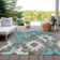 Machine Washable Indoor/Outdoor Xhevrie Teal Rug