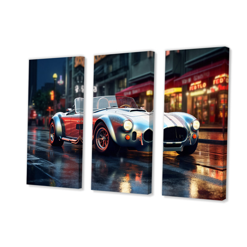 Classics Cobra Car at Night I - 3 impressions sur toile tendue, H 40 po x l 60 po x P 1 po