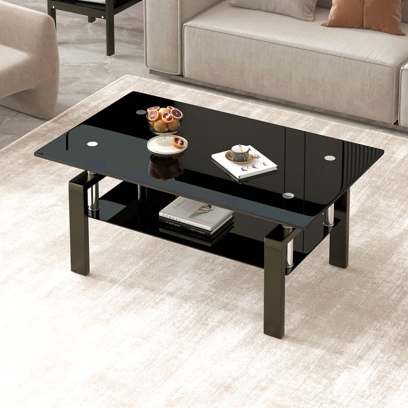 Table basse en verre trempé noir