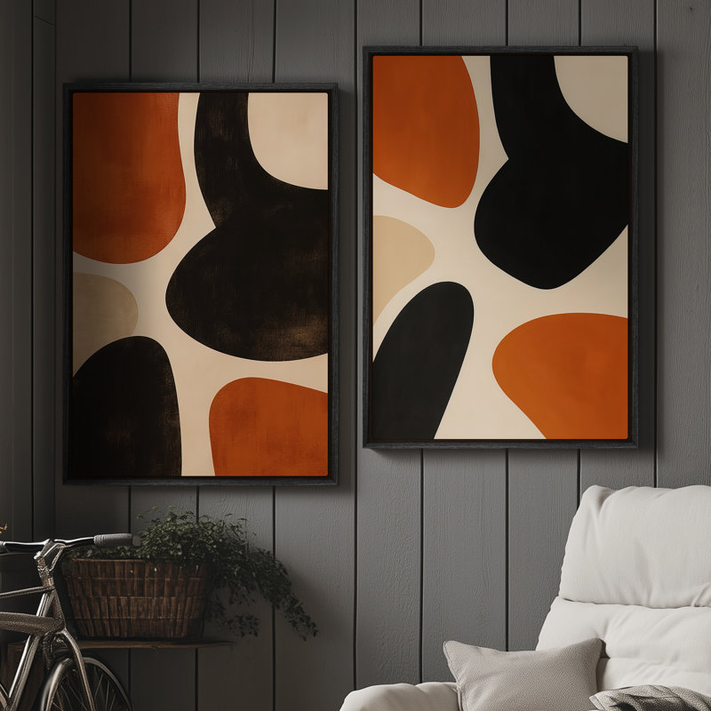 Framed Canvas Wall Art - Vintage Abstract Wall Prints for Bedroom, 36" H x 24" W, Black