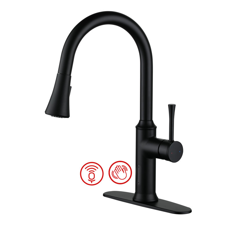 Matte Black Stainless Steel Touchless Pull-Down Sprayer Kitchen Faucet