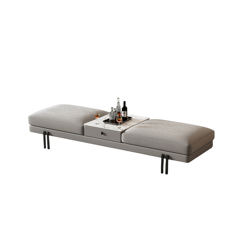 Banc de rangement rembourré Leathaire Modern Minimalist, Gris, H 17,71 po x l 70,86 po x P 17,71 po