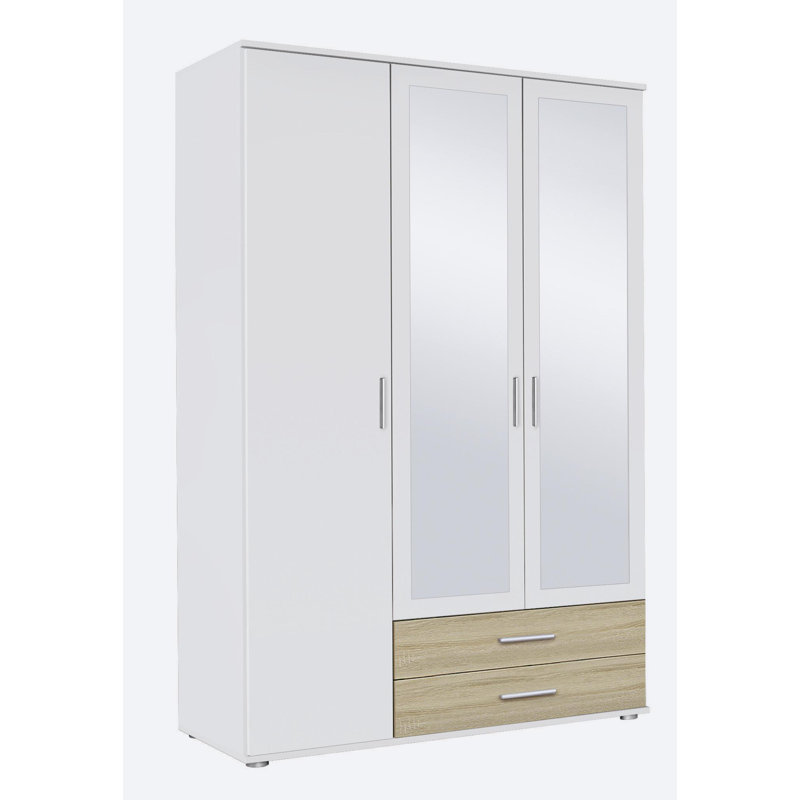 Rasant 3 Door Wardrobe, Alpine White/Sonoma Oak, Basic: 3 shelves, 1 clothes rail, 2 drawers