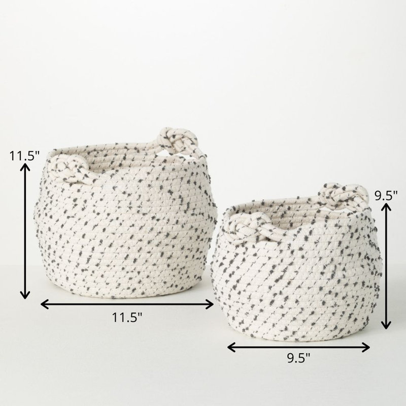 Ensemble de 2 paniers en tissu Mcquade, Blanc