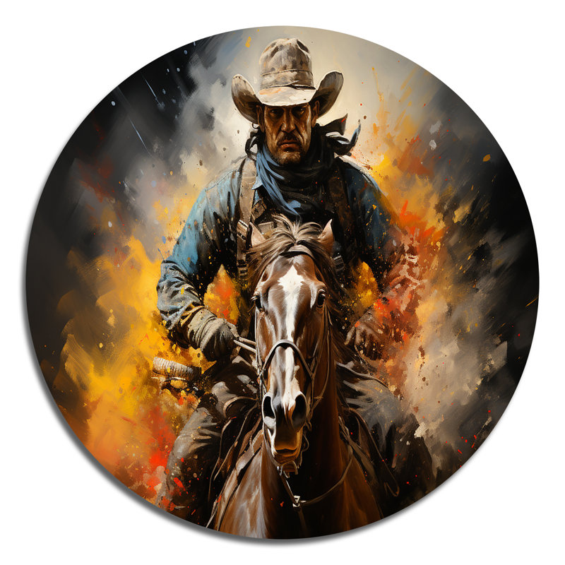 Art du pointillisme de l'esprit Western Rodeo, H 16 po x l 16 po