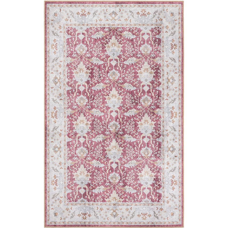 Tapis traditionnel de couleur rouge bourgogne Guljan, Rectangle 5 pi 1 po x 8 pi