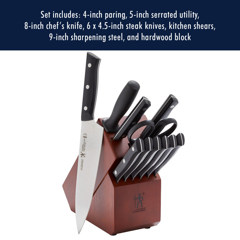 HENCKELS Dynamic 12-Piece Knife Block Set, Brown