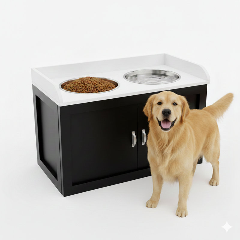 Ensemble de bols pour animaux de compagnie avec compartiment de rangement, station de repas pour animaux, convient aux canines de grande taille