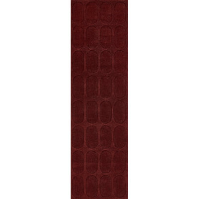 Mazzi Burgundy Hand-Loomed Geometric Wool Rug