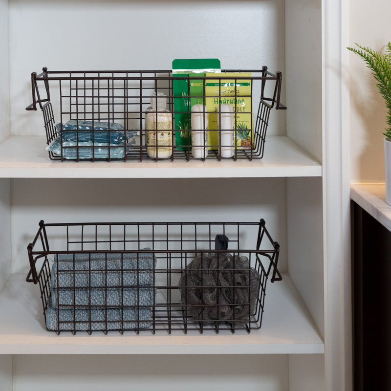 Stackable Metal Storage Baskets, 5.5" H x 6" W x 16" D, Espresso