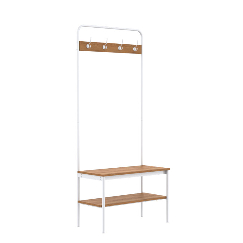 White Hall Tree with Storage Bench and Hooks