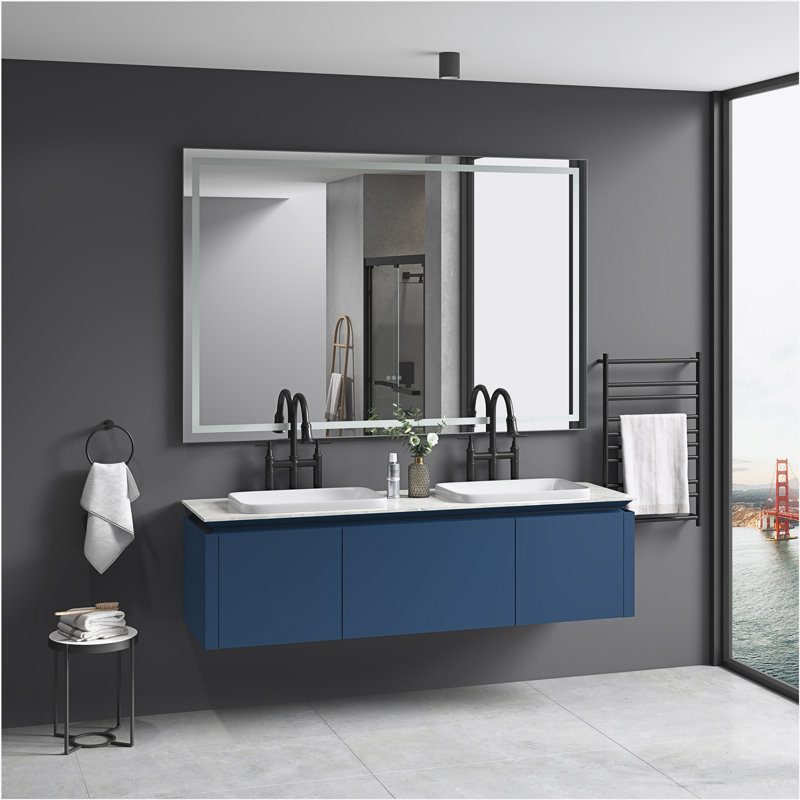 48x 48Inch LED Mirror Bathroom Vanity Mirror with Back Light, Wall Mount Anti-Fog Memory Large Adjustable Vanity Mirror