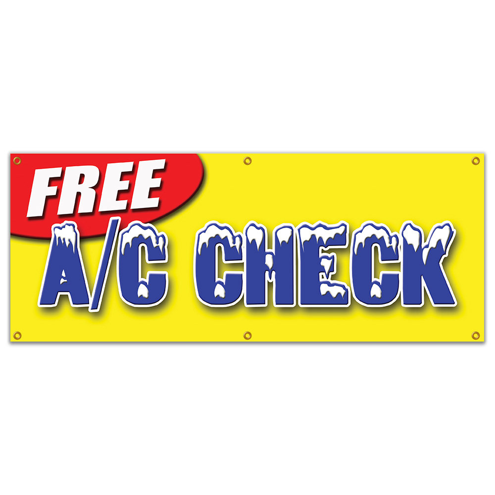 SignMission FREE A/C CHECK BANNER SIGN Air Conditioning Ac Auto Repair