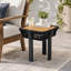 Table d'appoint d'extérieur en bois d'acacia au fini teck avec corde noire-131251450