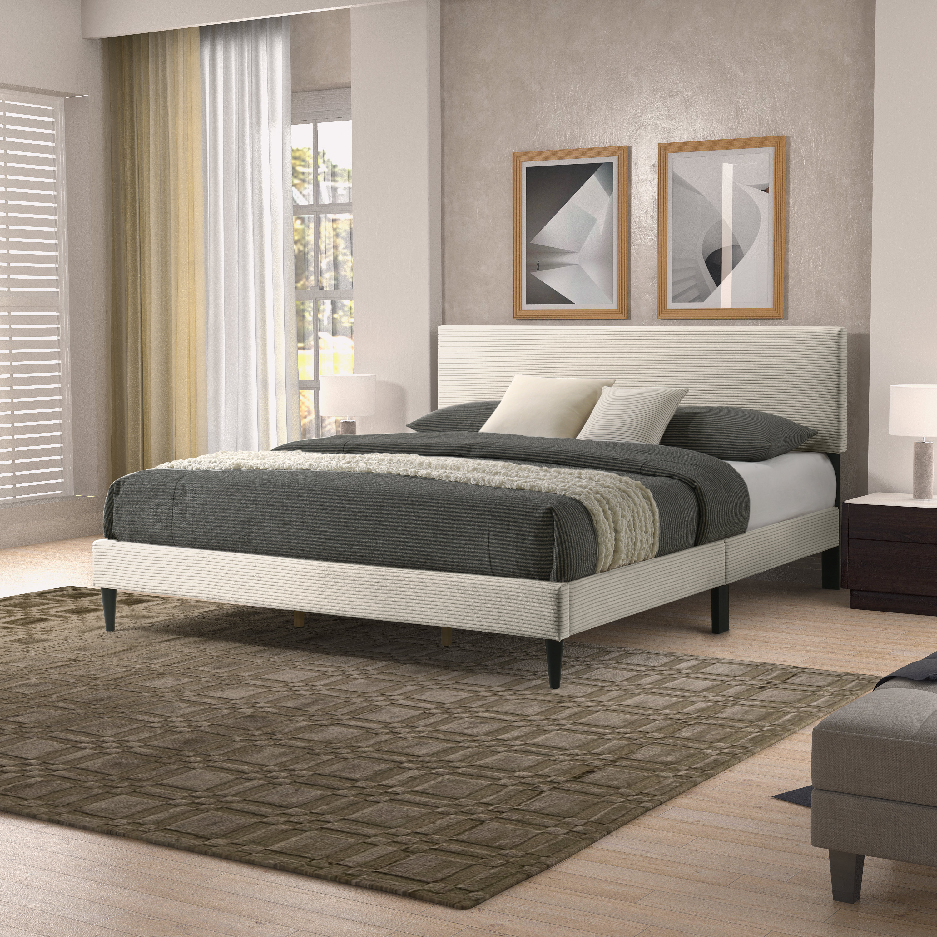 Wade Logan® Tevrat Upholstered Platform Bed with Adjustable Headboard ...