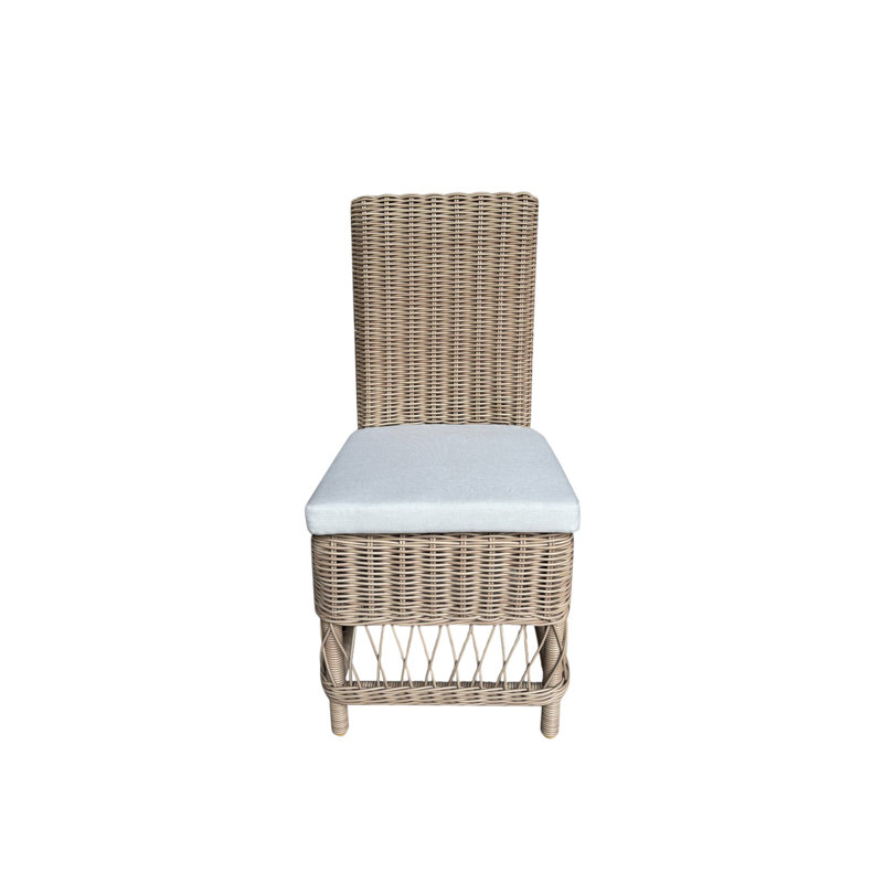 Destin Pebble Outdoor Patio Dining Chairs - Canvas Denim, Canvas Denim, White
