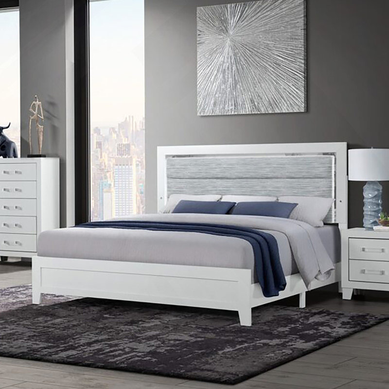 Omoda White King Bed With Led