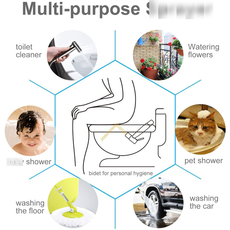 Toilet Handheld Bidet - Hygienic Butt Cleansing Quality Customize Spray Rust And Corrosion Trait Silver Metal Seal Sanitizing Control Power Rust Corrosion Character