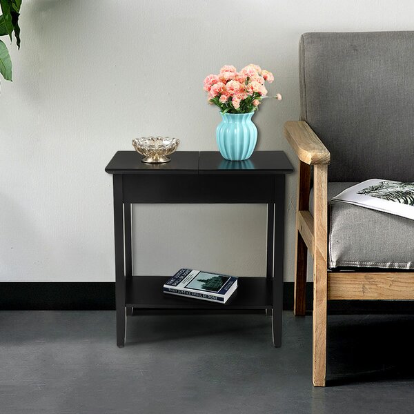 Ilithia 23.6 Tall End Table with Storage, Flip Top Narrow Side Table, Skinny Nightstand Sofa Table Winston Porter Color: Black