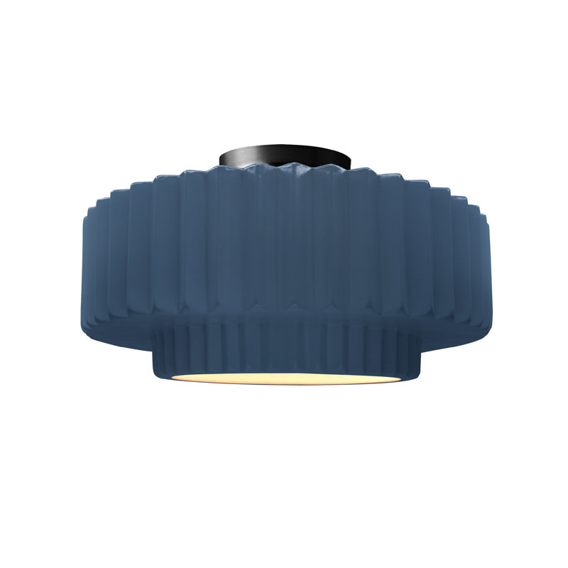 Plafonnier semi-encastré en céramique Radiance, H 7,25 po x l 14,5 po x P 14,5 po, Ciel à minuit / blanc mat, Noir mat