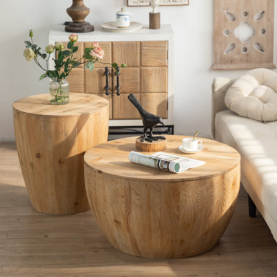 Ensemble de tables basses en forme de seau de style rétro pour le bureau, la salle à manger et le salon (ensemble de deux pièces)