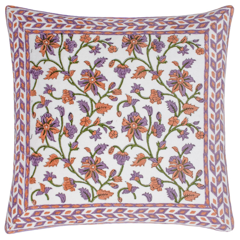 Mentera Floral Square Cushion, Lilac/Coral