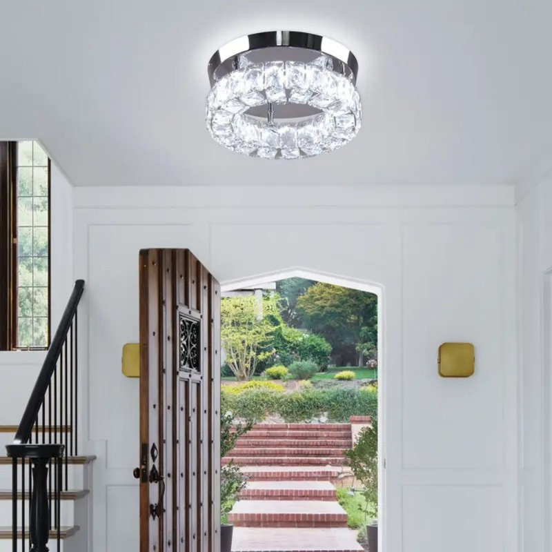 Lustre moderne en cristal à DEL à intensité variable et télécommande