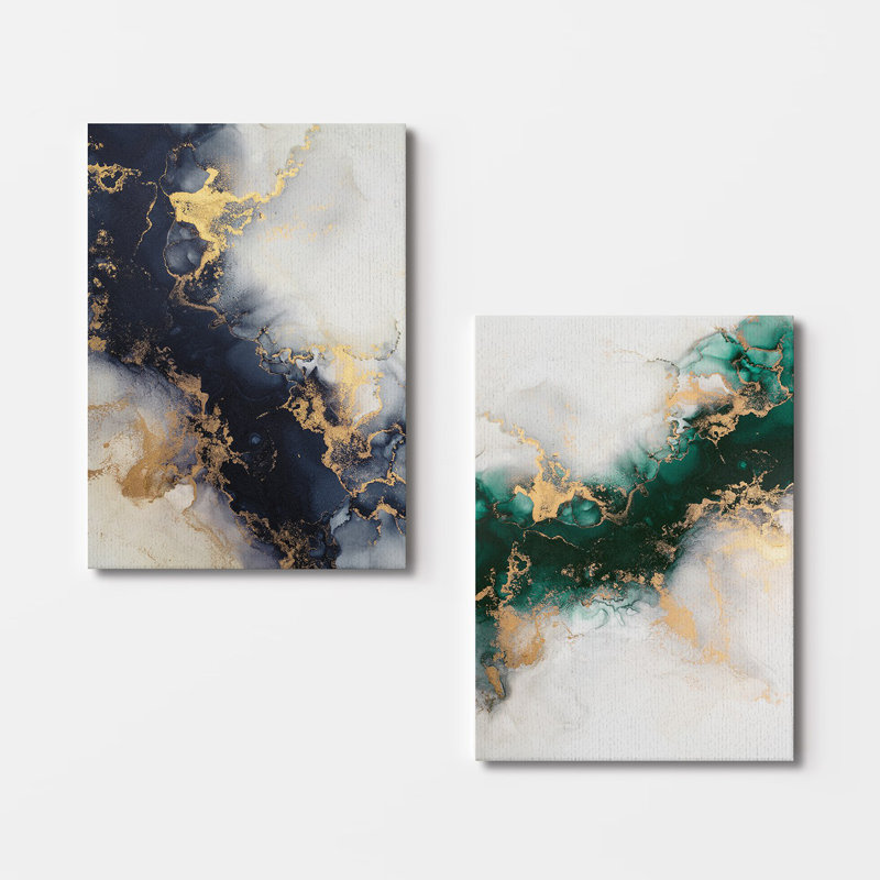 Peinture décorative sur toile (2 pièces), H 27,6 po x l 39,4 po