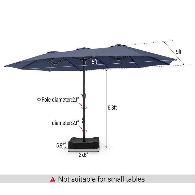 Parasol de marché rectangulaire syrienne 181,1 "x 108", Bleu marine