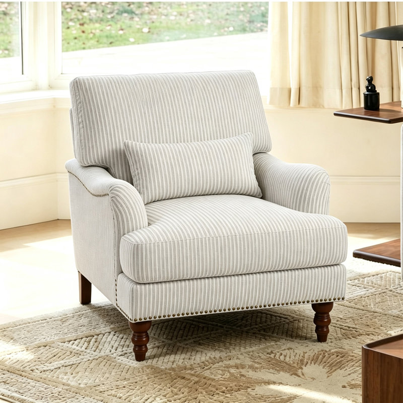 Fauteuil rembourré, Chenille pinstripe café