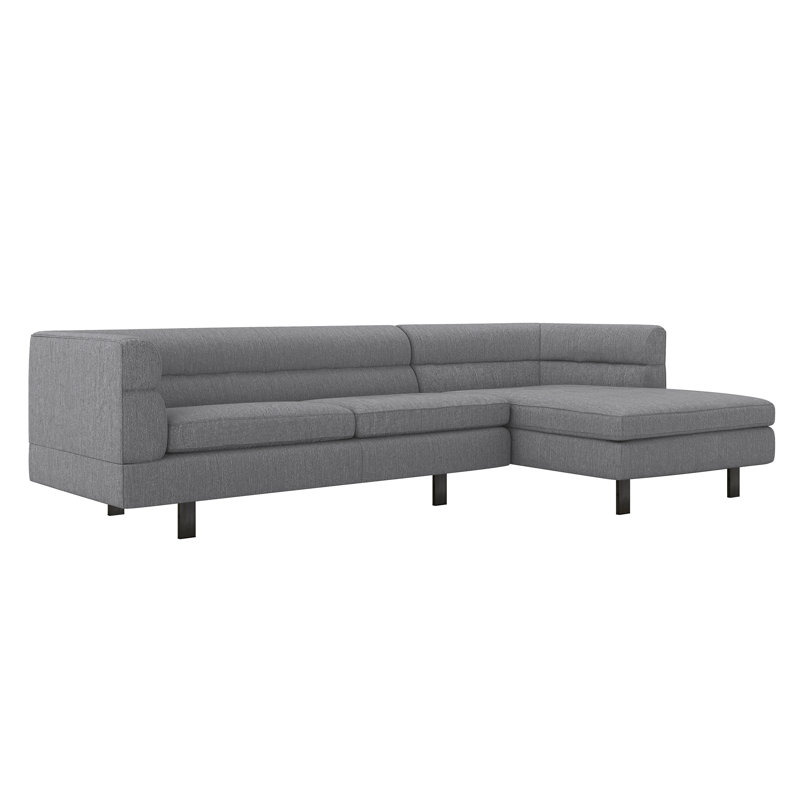 Ornette Chaise Sectional, Right Hand Facing, Black, Cameo 100% Polyester