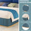 Queen Size Upholstered Platform Bed, Blue, - Collision Soft Corners, Practical Storage On Bed Sides, Modern Elegant Appearance, Leather Accents, Wooden And Metal Structure, No Box Spring Size, Edges,-130839670-130839667