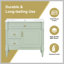 Meuble-lavabo de 36 po avec lavabo, armoire de salle de bain autoportante avec lavabo en céramique, tiroir rabattable, tablette réglable, structure en bois d'hévéa et panneaux de fibres à densité moyenne, poignées en métal, finition peinte en vert-1384990369-1384990380