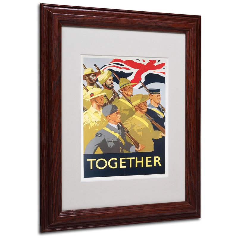 « combinez propaganda poster », des publicités encadrées sur toile, H 14 po x l 11 po x P 0,5 po, Brun