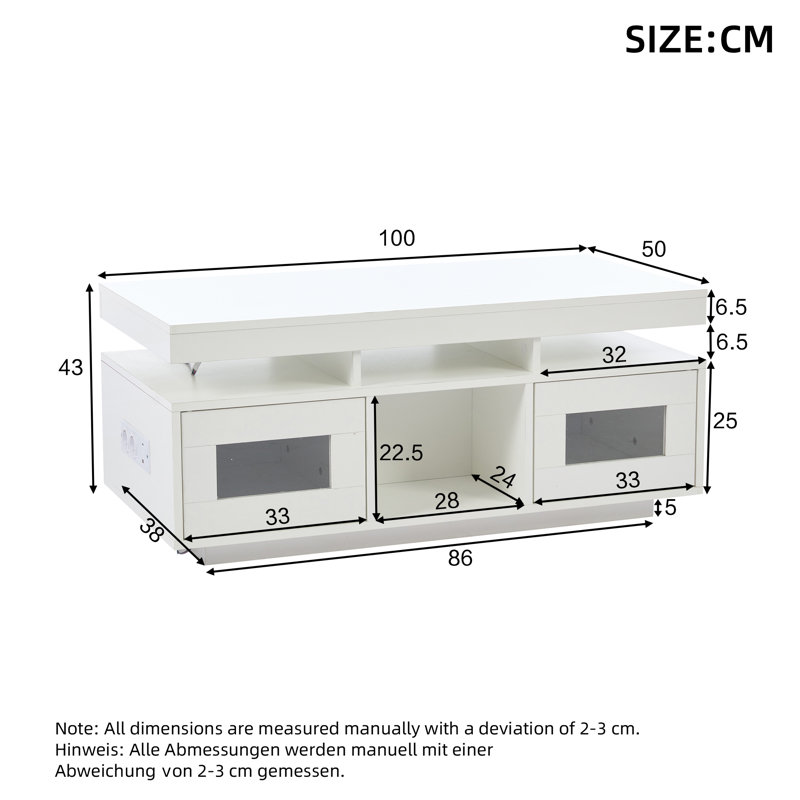 Coffee Table with Storage, White