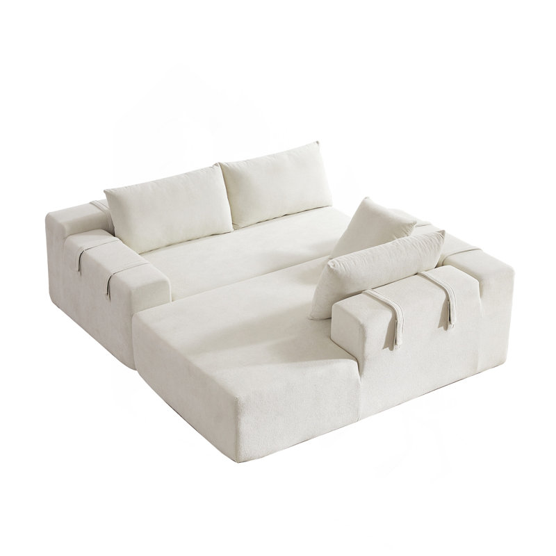 Modern Chenille Upholste Sectional Sofa Couch Set,Modular 108" L Shaped Sectional Living Room Sofa Set With 6 Pillows,Free Combination Sofa Couch For Living Room,Bedroom(Left Chaise)