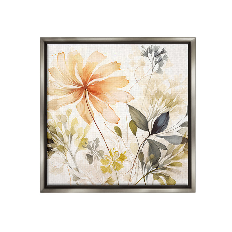 «Botanical Serenity Pattern Floater Frame» par Lazar Studio sur, H 25 po x l 25 po, Cadre flottant gris lustré