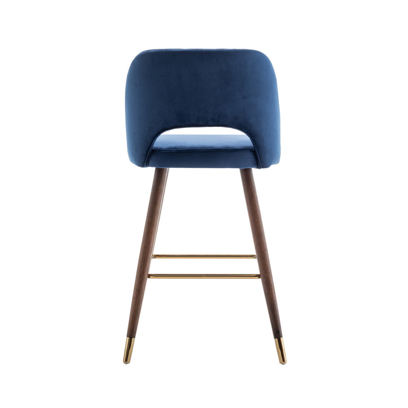 Tabouret de bar en velours Loganville, Bleu