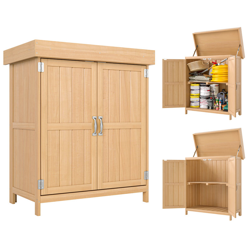 2 ft. W x 1 ft. D Solid Wood Tool Shed, Brown