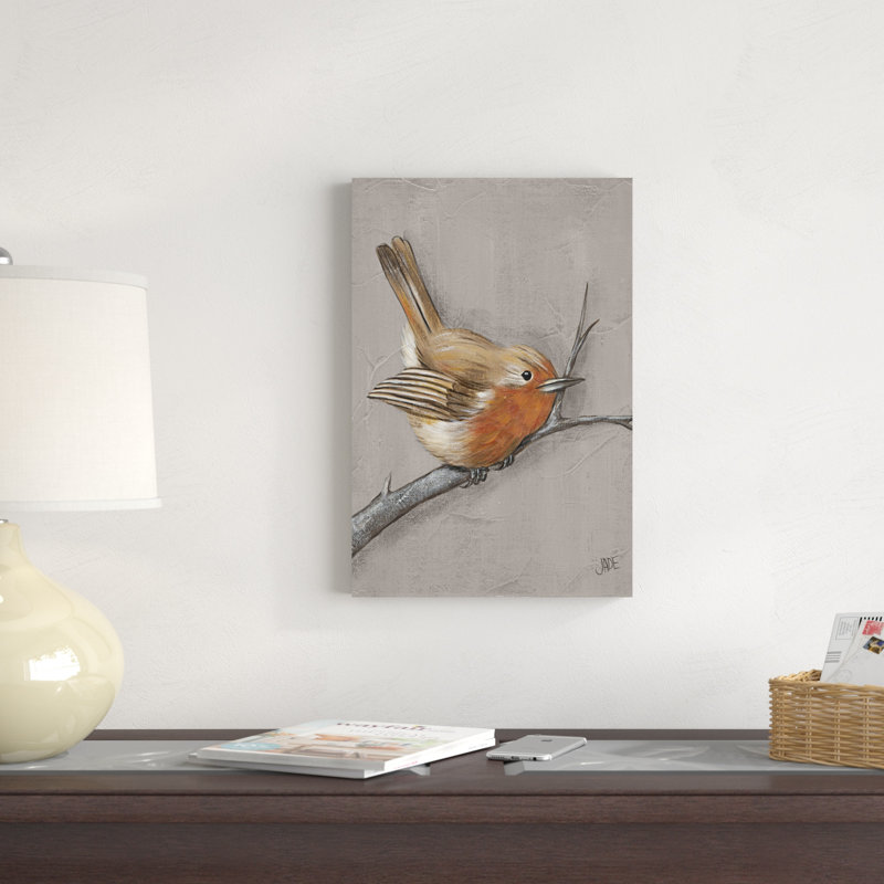 «Winter Bird II», peinture sur toile, H 18 po x l 12 po