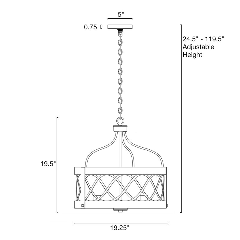 Kipton 5 - Light Dimmable Drum Chandelier