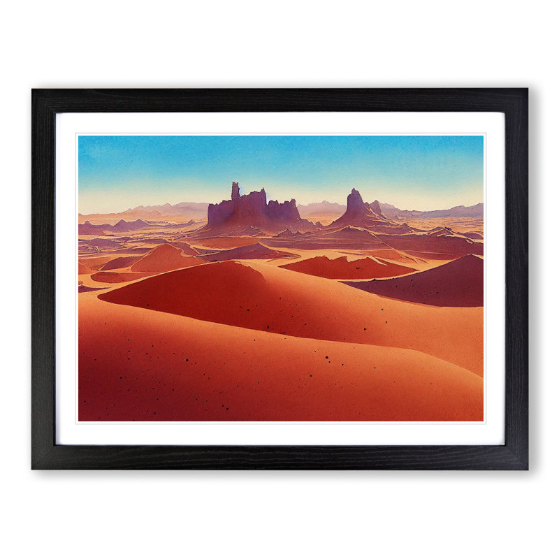 Desert In Watercolour Vol.3 1 Piece Single Picture Frame Wall Art, 46cm H x 64cm W, Black