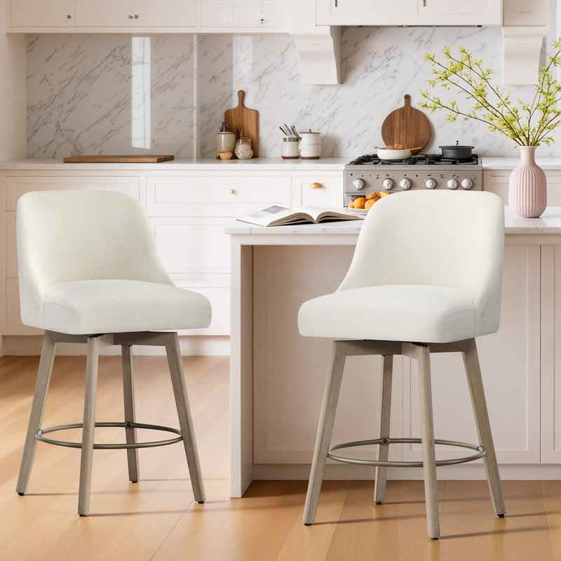 Swivel Upholstered Counter Stool, White
