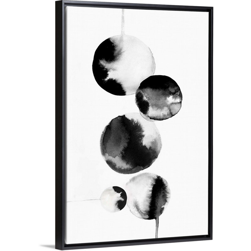 Reproduction d’art sur toile, "gouttes Bubbles I" par PI studio, Cadre noir, H 26 po x l 18 po x P 1,75 po