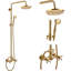 Ensemble de système de douche à pluie or poli 2 boutons mélangeant une pomme de douche à pluie ronde de 8 pouces avec robinet de douche à main