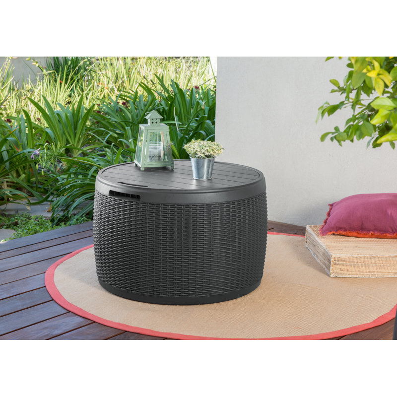 Keter Circa 37 Gallon Rattan Durable Resin Outdoor Storage and Organization Deck Box Ideal For Patio, Gray