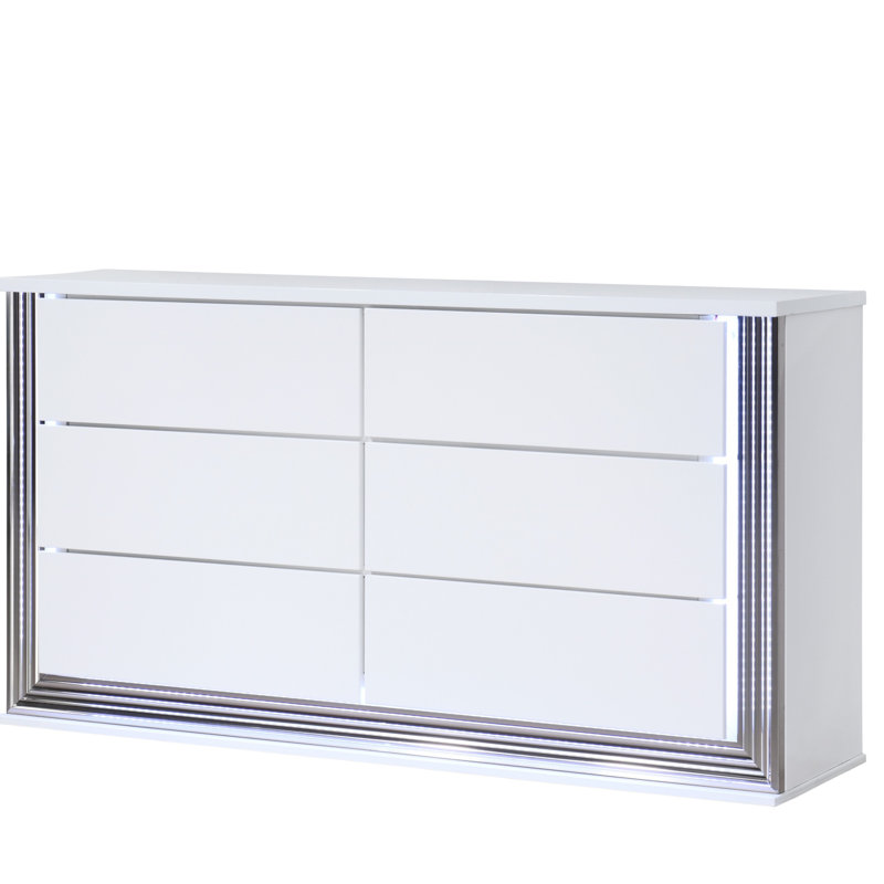 Commode lune lisse blanche avec DEL